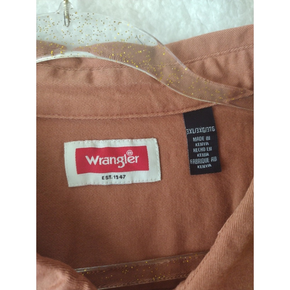 Wrangler Button Up Shirt Men 3XL Pumpkin Spice Casual Short Sleeve Pockets - Picture 5 of 8